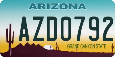 AZ license plate AZD0792