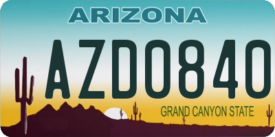AZ license plate AZD0840