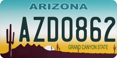 AZ license plate AZD0862