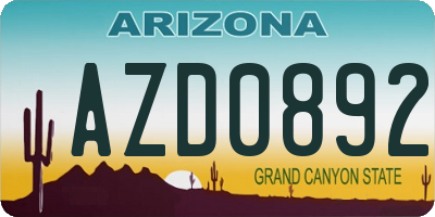 AZ license plate AZD0892