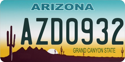 AZ license plate AZD0932
