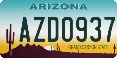 AZ license plate AZD0937