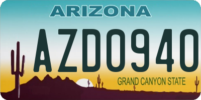 AZ license plate AZD0940