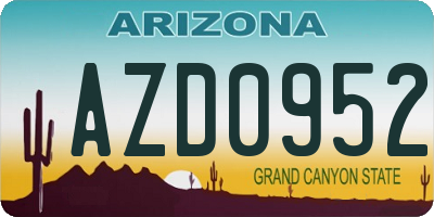 AZ license plate AZD0952