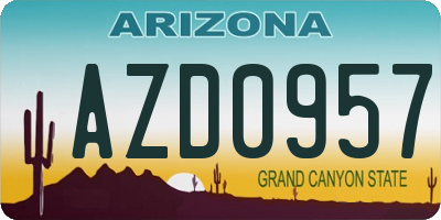 AZ license plate AZD0957