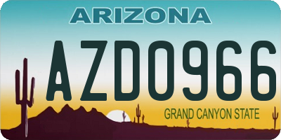 AZ license plate AZD0966