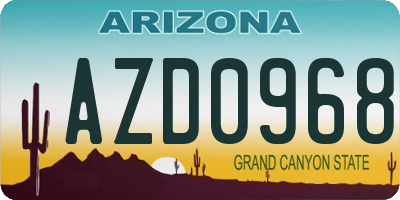 AZ license plate AZD0968