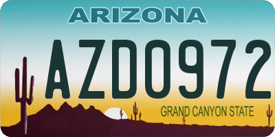 AZ license plate AZD0972