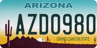 AZ license plate AZD0980