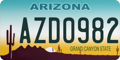 AZ license plate AZD0982