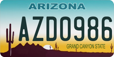 AZ license plate AZD0986