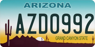 AZ license plate AZD0992
