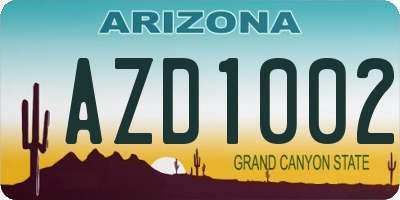 AZ license plate AZD1002