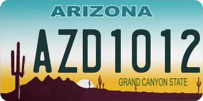 AZ license plate AZD1012