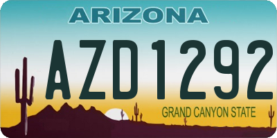AZ license plate AZD1292