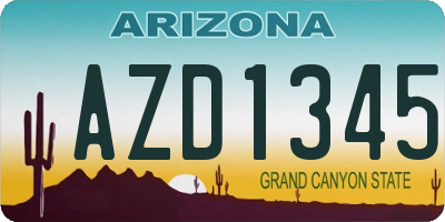 AZ license plate AZD1345