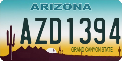 AZ license plate AZD1394
