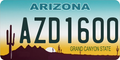 AZ license plate AZD1600