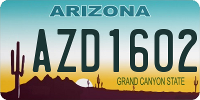 AZ license plate AZD1602