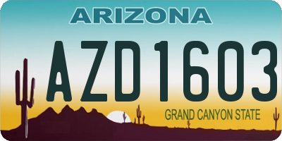 AZ license plate AZD1603