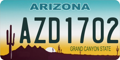 AZ license plate AZD1702