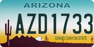 AZ license plate AZD1733