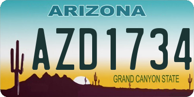 AZ license plate AZD1734
