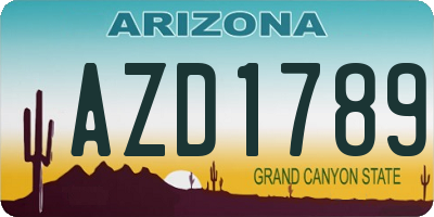 AZ license plate AZD1789