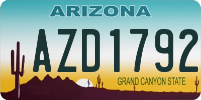 AZ license plate AZD1792