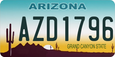 AZ license plate AZD1796