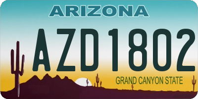 AZ license plate AZD1802