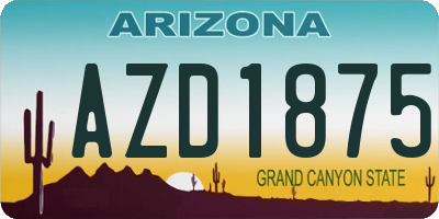 AZ license plate AZD1875