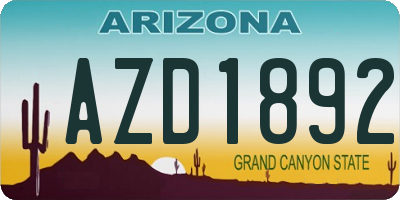 AZ license plate AZD1892