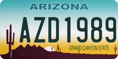 AZ license plate AZD1989