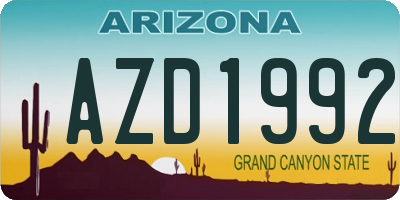 AZ license plate AZD1992