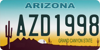 AZ license plate AZD1998
