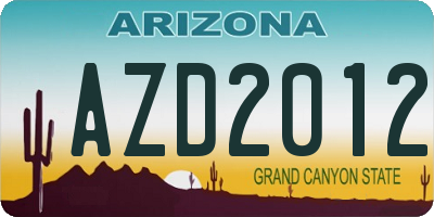 AZ license plate AZD2012