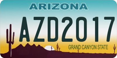 AZ license plate AZD2017