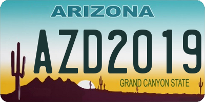 AZ license plate AZD2019