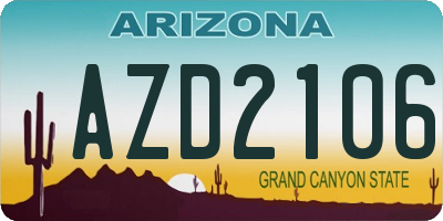 AZ license plate AZD2106