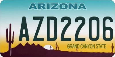 AZ license plate AZD2206