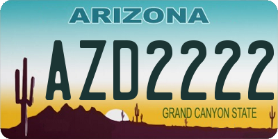 AZ license plate AZD2222