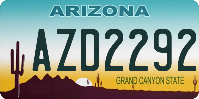 AZ license plate AZD2292