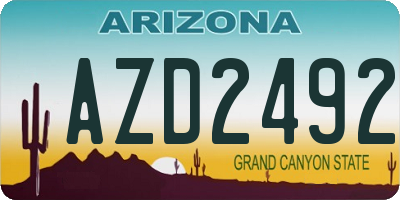 AZ license plate AZD2492