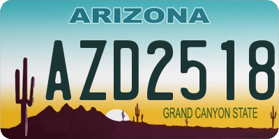 AZ license plate AZD2518