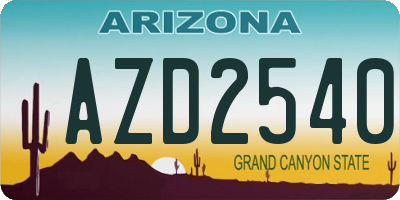 AZ license plate AZD2540