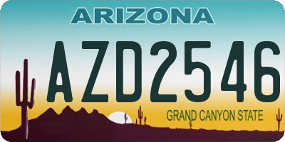 AZ license plate AZD2546