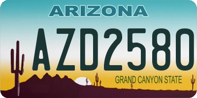 AZ license plate AZD2580