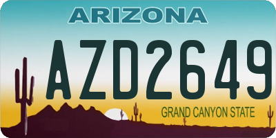 AZ license plate AZD2649