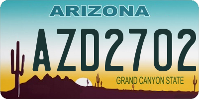 AZ license plate AZD2702